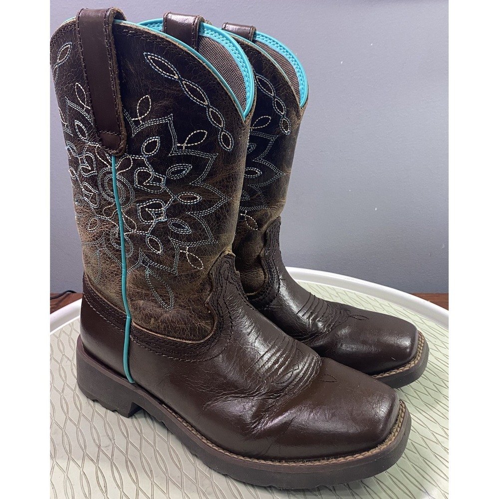 Shyanne Womens Leather Brown&Turquoise Western Cowgirl Cowboy Riding Boots Sz.7B